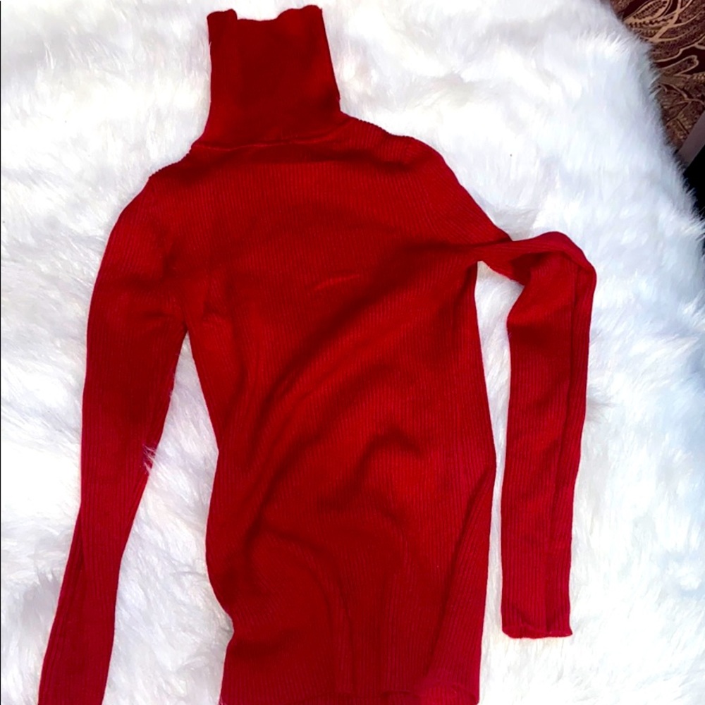 Red turtle neck
